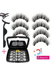 LIKOFO Magnetic Eyelashes with 5 Magnets Natural Handmade 3D/6D False Eyelashes Acrylic Box Long False Eyelashes Cosmetics for Gift