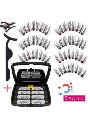 LIKOFO Magnetic Eyelashes with 5 Magnets Natural Handmade 3D/6D False Eyelashes Acrylic Box Long False Eyelashes Cosmetics for Gift