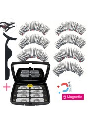 LIKOFO Magnetic Eyelashes with 5 Magnets Natural Handmade 3D/6D False Eyelashes Acrylic Box Long False Eyelashes Cosmetics for Gift