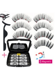 LIKOFO Magnetic Eyelashes with 5 Magnets Natural Handmade 3D/6D False Eyelashes Acrylic Box Long False Eyelashes Cosmetics for Gift