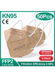 10-200 قطعة معتمد kn95 قناع fpp2 Mascarillas ffp2 homology ada ffp2fan 5 طبقات واقية أقنعة الوجه الأسود قناع جهاز التنفس