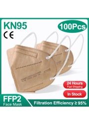 10-200 قطعة معتمد kn95 قناع fpp2 Mascarillas ffp2 homology ada ffp2fan 5 طبقات واقية أقنعة الوجه الأسود قناع جهاز التنفس