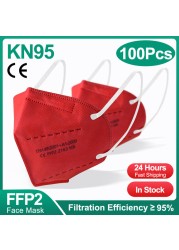 10-200 قطعة معتمد kn95 قناع fpp2 Mascarillas ffp2 homology ada ffp2fan 5 طبقات واقية أقنعة الوجه الأسود قناع جهاز التنفس