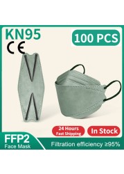 CE FFP2 قناع المسكرة التنفسية FPP2 KN95 mascarilla fpp2 homology ada 4 طبقة قناع وجه السمك الكوري fp2 قناع أسود ffp2tool KN95