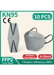 CE FFP2 قناع المسكرة التنفسية FPP2 KN95 mascarilla fpp2 homology ada 4 طبقة قناع وجه السمك الكوري fp2 قناع أسود ffp2tool KN95