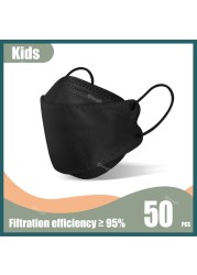 KN95 Fish Mask Kids ffp2masque Kids 4 Layers Korean Kf94masque FFP2 Kids Black Mask Kids 4-12 Masks FPP2 Masks