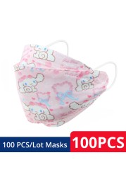 Children KN95 FFP2 Face Mask Cartoon Anime Breathable Security Protection For Boys Girl 4-12 Years Old Mascarilla FPP2 homology ada