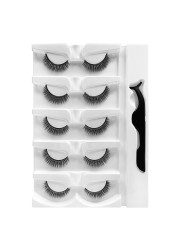 5 Pairs - Reusable Self Adhesive False Eyelashes With Adhesive Tape Natural Waterproof Eye Lashes To Wear No Glue Needed