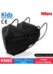 FFP2 Children Protective Dust Mask Breathable 5 Layers Multicolor Matching CE Reusable Girls Fit 9-12 Years Kn95 Face Mask