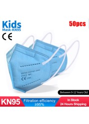 FFP2 Children Protective Dust Mask Breathable 5 Layers Multicolor Matching CE Reusable Girls Fit 9-12 Years Kn95 Face Mask