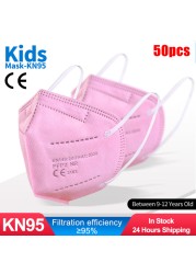 FFP2 Children Protective Dust Mask Breathable 5 Layers Multicolor Matching CE Reusable Girls Fit 9-12 Years Kn95 Face Mask