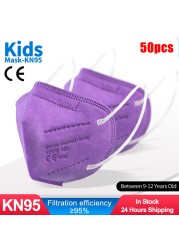 FFP2 Children Protective Dust Mask Breathable 5 Layers Multicolor Matching CE Reusable Girls Fit 9-12 Years Kn95 Face Mask