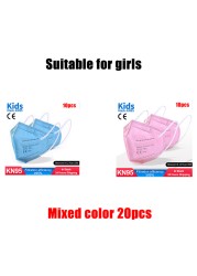 FFP2 Children Protective Dust Mask Breathable 5 Layers Multicolor Matching CE Reusable Girls Fit 9-12 Years Kn95 Face Mask