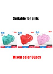 FFP2 Children Protective Dust Mask Breathable 5 Layers Multicolor Matching CE Reusable Girls Fit 9-12 Years Kn95 Face Mask