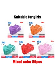 FFP2 Children Protective Dust Mask Breathable 5 Layers Multicolor Matching CE Reusable Girls Fit 9-12 Years Kn95 Face Mask