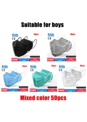 FFP2 Children Protective Dust Mask Breathable 5 Layers Multicolor Matching CE Reusable Girls Fit 9-12 Years Kn95 Face Mask