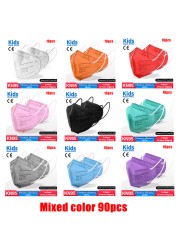 FFP2 Children Protective Dust Mask Breathable 5 Layers Multicolor Matching CE Reusable Girls Fit 9-12 Years Kn95 Face Mask