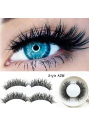 4pcs Natural False Eyelashes 3D Magnetic Eyelashes Reusable Mink Eyelashes Eyeliner Double Magnet Full Strip Magnetic Soft Lashes