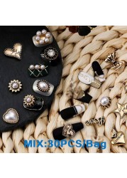 Mix 30pcs Manicure Metal Nail Art Decoration Charm Golden Silver Alloy Jewelry Variety of Patterns Mixed Random Nail Accessories