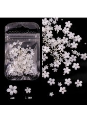 Flower Nail Art Acrylic Decoration Mixed Size White Rhinestones Silver Gem Manicure Tool Accessories For DIY Nail Design