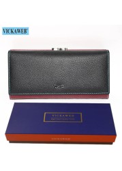 Free Gift Genuine Leather Women Wallet Fashion Rainbow Magnetic Hasp Coin Purse Female Long Ladies Money Clutch Bag WRS-1518