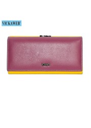 Free Gift Genuine Leather Women Wallet Fashion Rainbow Magnetic Hasp Coin Purse Female Long Ladies Money Clutch Bag WRS-1518