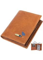 Smart Bluetooth Wallet Men's Genuine Leather Short Wallet Leisure Multifunction Card Holder Package Luxury Business Wallet