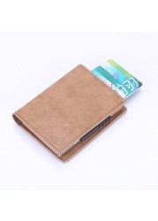 Men's Wallet Pop Up Rfid Cards Wallet Leather Slim Thin Wallet Male Short Money Wallet Smart Small Black Magic Wallet