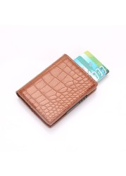 Men's Wallet Pop Up Rfid Cards Wallet Leather Slim Thin Wallet Male Short Money Wallet Smart Small Black Magic Wallet