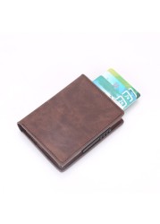 Men's Wallet Pop Up Rfid Cards Wallet Leather Slim Thin Wallet Male Short Money Wallet Smart Small Black Magic Wallet