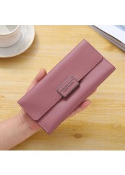 New Women Wallet Lady Clutch Leather Patterned Hasp Female Wallets Long Length Card Holder Phone Bag Money Coin Pocket Ladies Purses