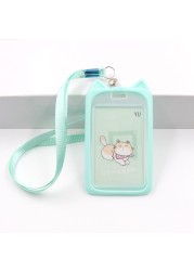 1pc Cute Kitten Rabbit High Quality Credit Card ID Holder Cute Cartoon Silicone Bus Card Case Key Holder Ring Luggage Tag Trinket