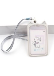 1pc Cute Kitten Rabbit High Quality Credit Card ID Holder Cute Cartoon Silicone Bus Card Case Key Holder Ring Luggage Tag Trinket