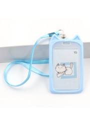 1pc Cute Kitten Rabbit High Quality Credit Card ID Holder Cute Cartoon Silicone Bus Card Case Key Holder Ring Luggage Tag Trinket