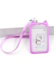 1pc Cute Kitten Rabbit High Quality Credit Card ID Holder Cute Cartoon Silicone Bus Card Case Key Holder Ring Luggage Tag Trinket