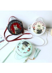 Round PU Cat Kitten Material Bag Set for Phone Handbag Sewing Bag DIY 0070