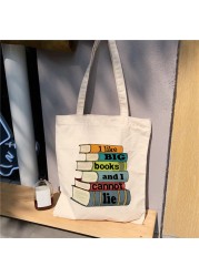 Love Big Books - Natural Canvas Tote Bag, Student Logo, Fashion Gift, Street Style Handbag, Shoulder Bag, Large Capacity