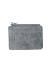 Men's card wallet short matte leather retro multi-card frosted fabric money card holder new minimalist transparent coin purse