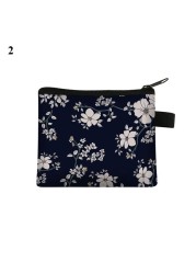 Fashion Brand Wallet Women Lovely Bowknot Flower Print Small Coin Bag Wallet Canvas Zipper Female Coin Purse Purse Earphone