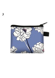 Fashion Brand Wallet Women Lovely Bowknot Flower Print Small Coin Bag Wallet Canvas Zipper Female Coin Purse Purse Earphone