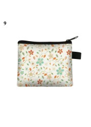 Fashion Brand Wallet Women Lovely Bowknot Flower Print Small Coin Bag Wallet Canvas Zipper Female Coin Purse Purse Earphone