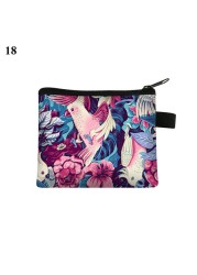 Fashion Brand Wallet Women Lovely Bowknot Flower Print Small Coin Bag Wallet Canvas Zipper Female Coin Purse Purse Earphone