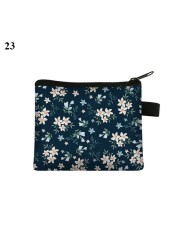 Fashion Brand Wallet Women Lovely Bowknot Flower Print Small Coin Bag Wallet Canvas Zipper Female Coin Purse Purse Earphone