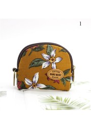 Fashion Brand Wallet Women Lovely Bowknot Flower Print Small Coin Bag Wallet Canvas Zipper Female Coin Purse Purse Earphone