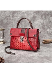 OYIXINGER Vintage Bag Retro Crocodile Luxury Shoulder Bag 2022 New Genuine Leather Handbag Women Hand-painted Crossbody Bags