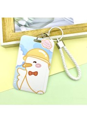 Cartoon ID Credit Card Holder Bank Students Bus Card Case Hand Rope Visit Door ID Badge Cover Cards for Women Men Pendants