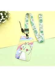 Cartoon ID Credit Card Holder Bank Students Bus Card Case Hand Rope Visit Door ID Badge Cover Cards for Women Men Pendants