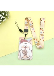 Cartoon ID Credit Card Holder Bank Students Bus Card Case Hand Rope Visit Door ID Badge Cover Cards for Women Men Pendants