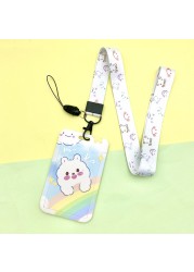 Cartoon ID Credit Card Holder Bank Students Bus Card Case Hand Rope Visit Door ID Badge Cover Cards for Women Men Pendants