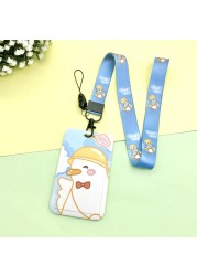 Cartoon ID Credit Card Holder Bank Students Bus Card Case Hand Rope Visit Door ID Badge Cover Cards for Women Men Pendants